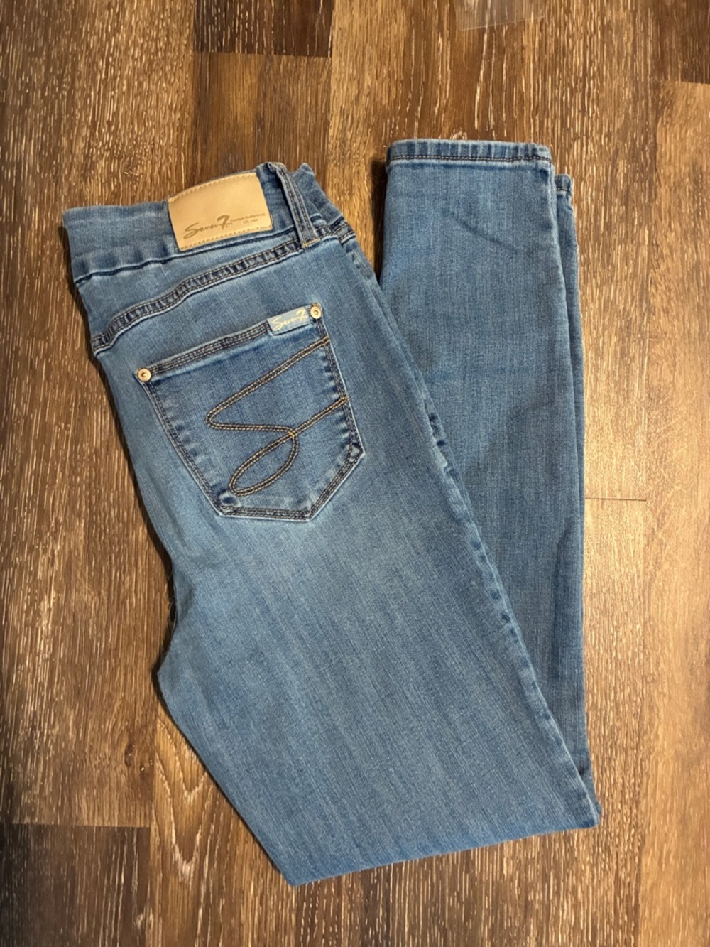 Seven7 Medium Blue Classic Straight Leg Jeans